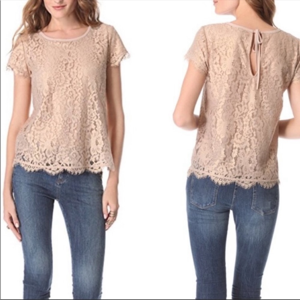 JOIE Marella Metallic Foil With Lace Blouse size XS